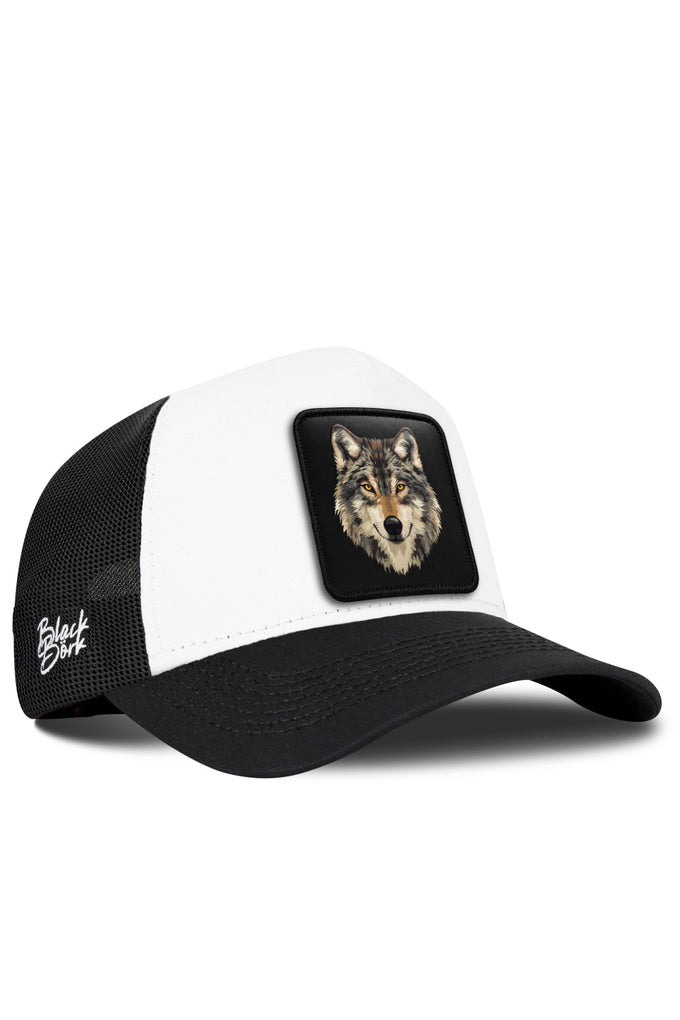 Kurt Logolu Siyah-Beyaz Trucker Şapka