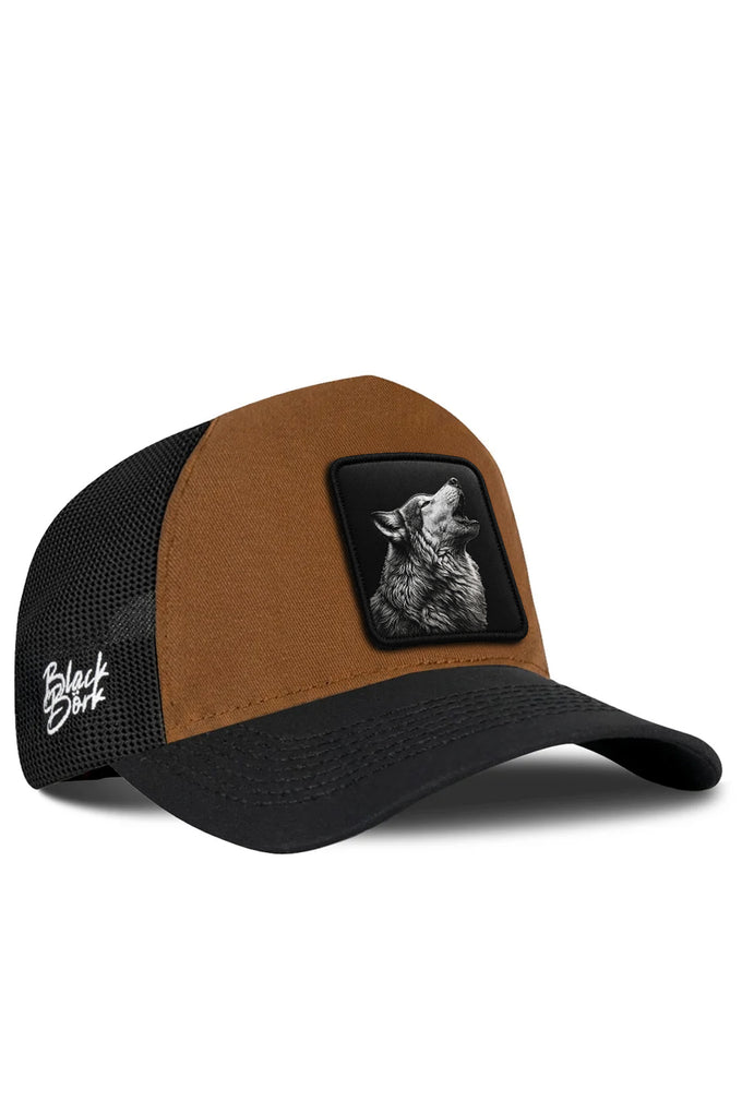 Kurt Logolu Siyah-Camel Trucker Şapka