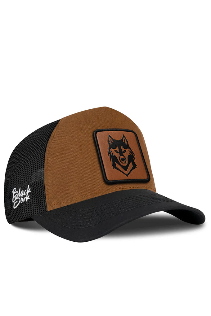 Kurt Logolu Siyah-Camel Trucker Şapka