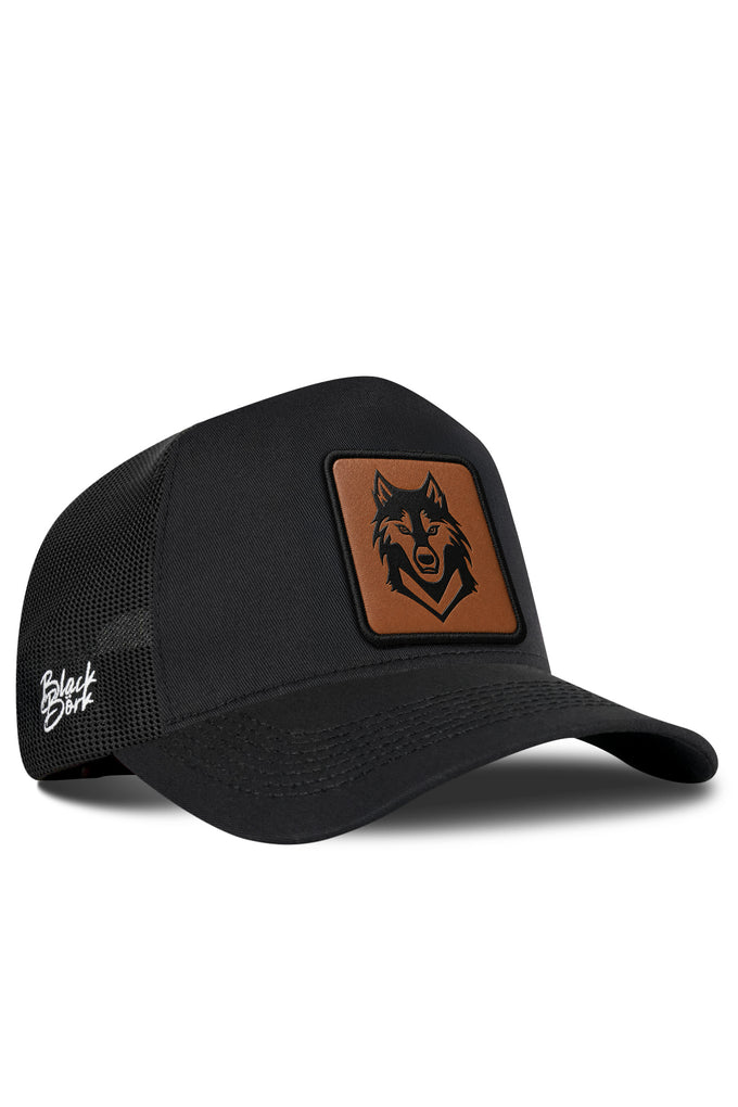Kurt Logolu Siyah Trucker Şapka