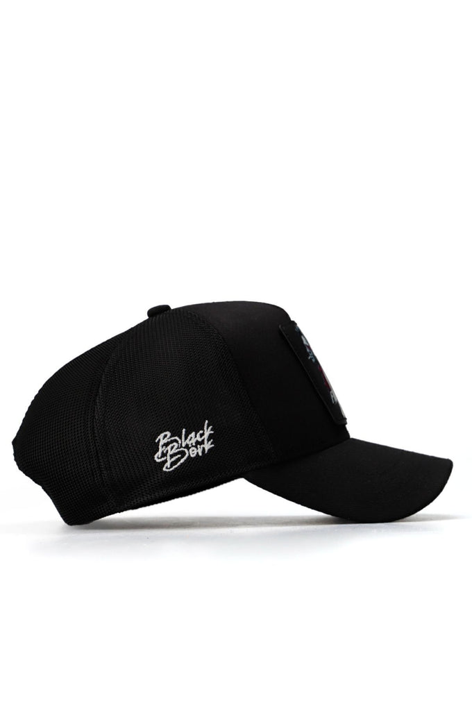 Kurt Logolu Siyah Trucker Şapka