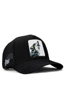 Kurt Logolu Siyah Trucker Şapka