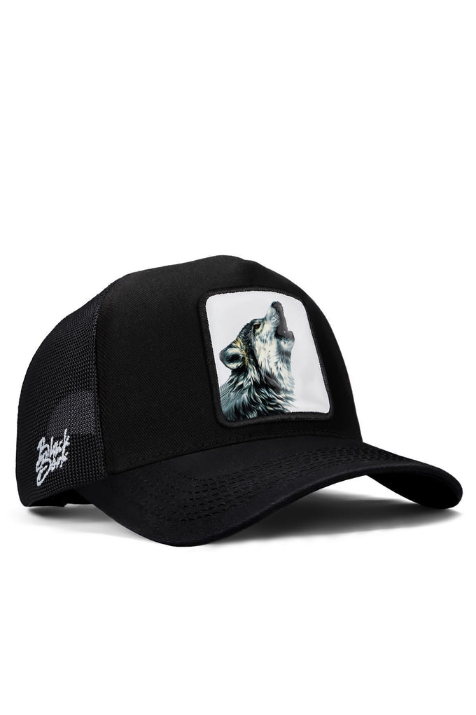 Kurt Logolu Siyah Trucker Şapka