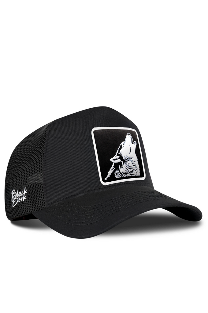 Kurt Logolu Siyah Trucker Şapka