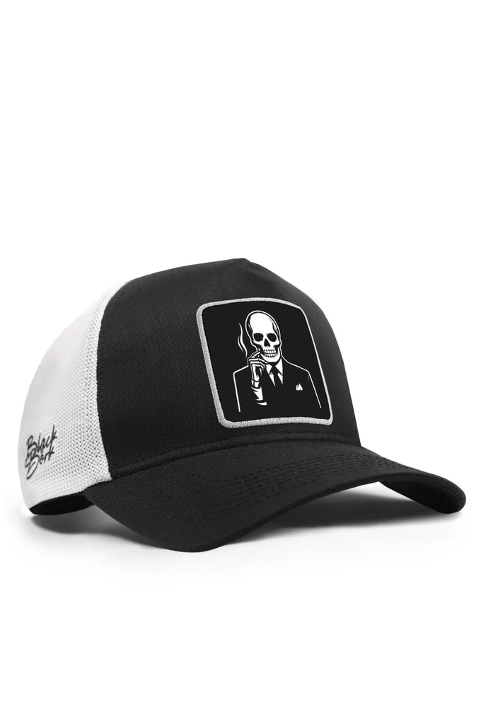 kurukafa-logolu-cordura-siyah-beyaz-trucker-sapka-4466 - BlackBörk TR