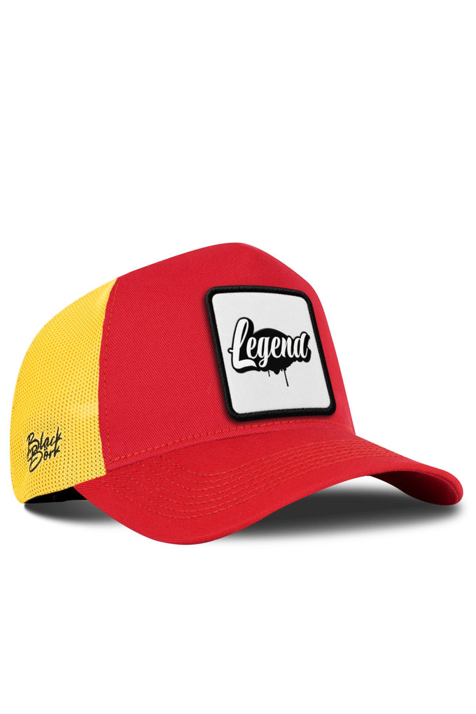 Red-Yellow Trucker Cap with Legend Logo
