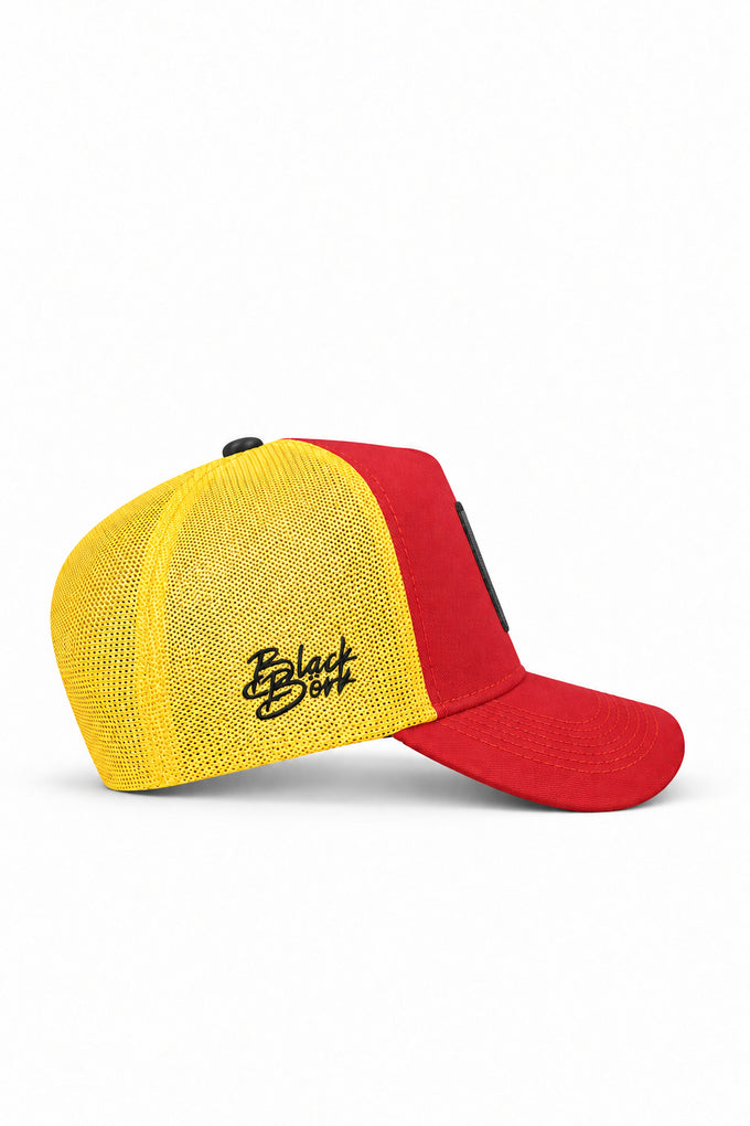 Red-Yellow Trucker Cap with Legend Logo
