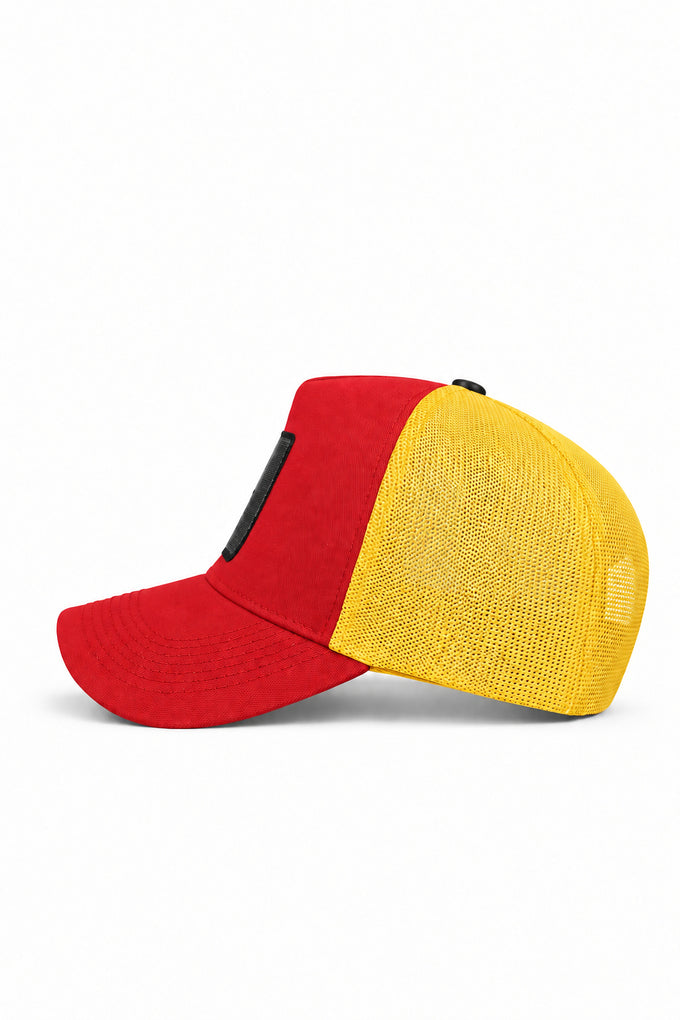 Red-Yellow Trucker Cap with Legend Logo