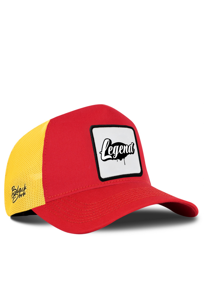 Red-Yellow Trucker Cap with Legend Logo