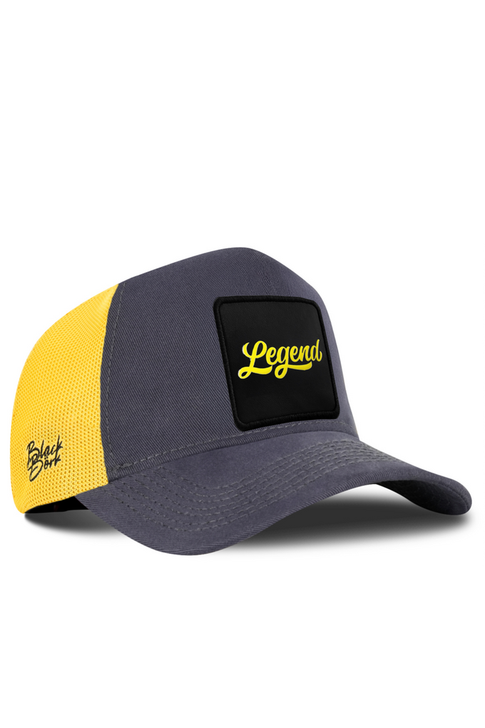 Legend Logolu Koyu Antrasit-Sarı Trucker Şapka