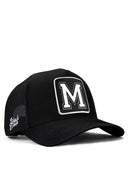 M Harf Logolu Siyah Trucker Şapka