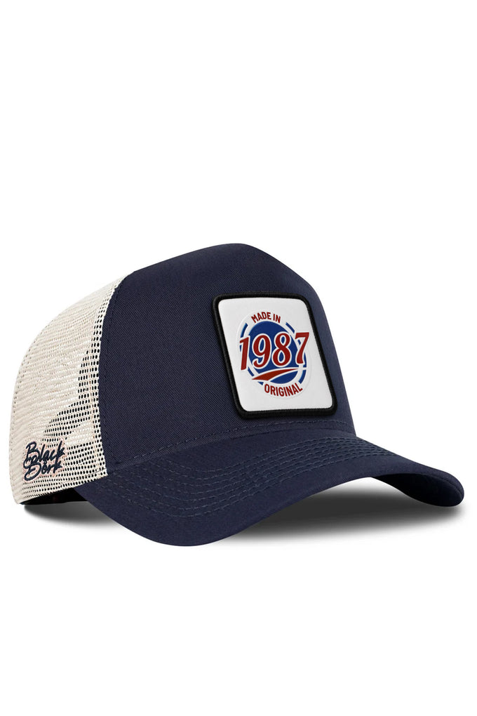 Made in 1987 Logolu Lacivert-Bej Trucker Şapka