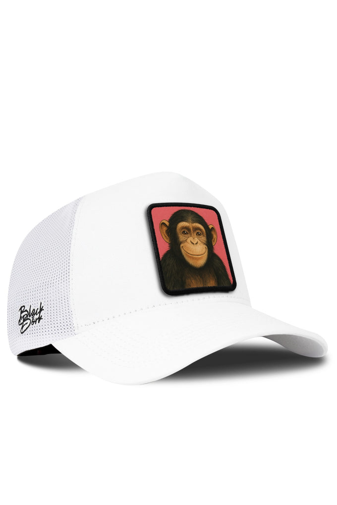 Maymun Logolu Beyaz Trucker Şapka