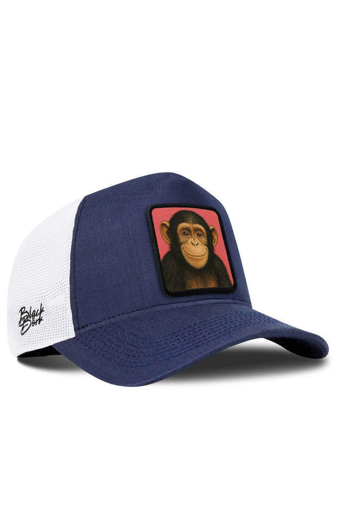 Maymun Logolu Cordura Lacivert-Beyaz Trucker Şapka