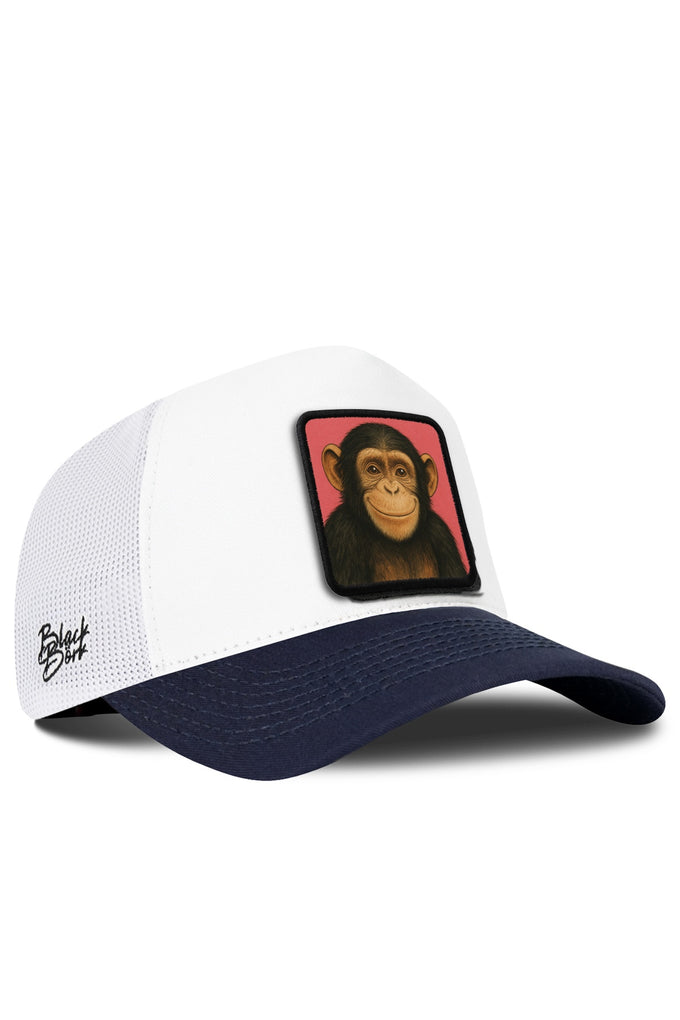 Maymun Logolu Lacivert-Beyaz Trucker Şapka