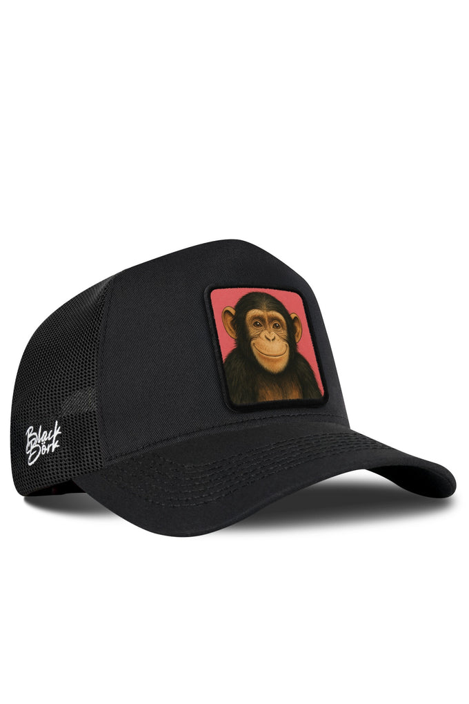 Maymun Logolu Siyah Trucker Şapka