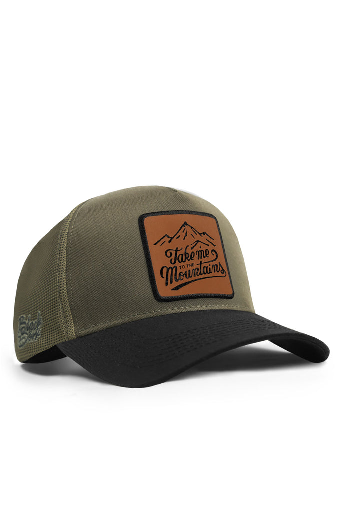 Mountains Logolu Cordura Siyah-Haki Trucker Şapka