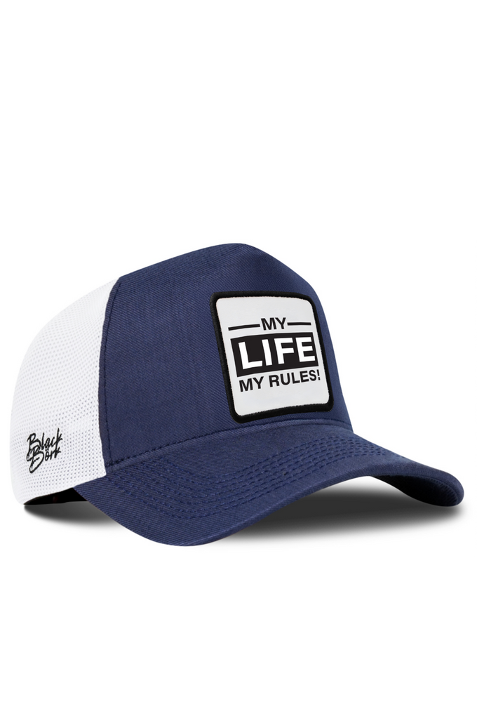 My Life My Rules Logolu Cordura Lacivert-Beyaz Trucker Şapka