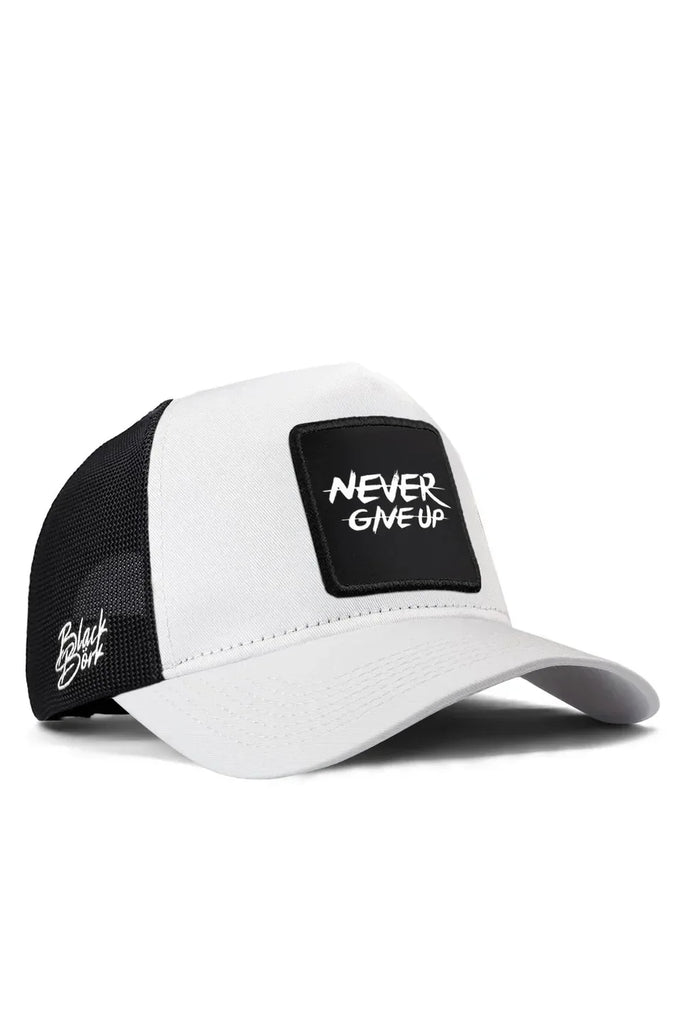 never-give-up-logolu-beyaz-siyah-trucker-sapka-6304 - BlackBörk TR