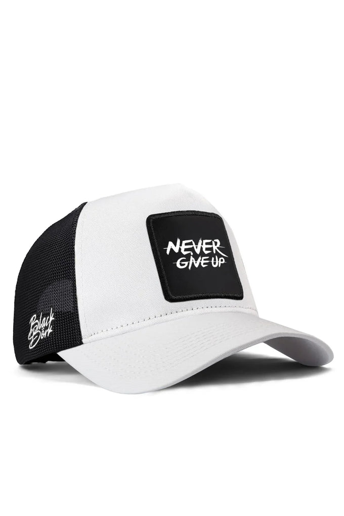never-give-up-logolu-beyaz-siyah-trucker-sapka-6339 - BlackBörk TR