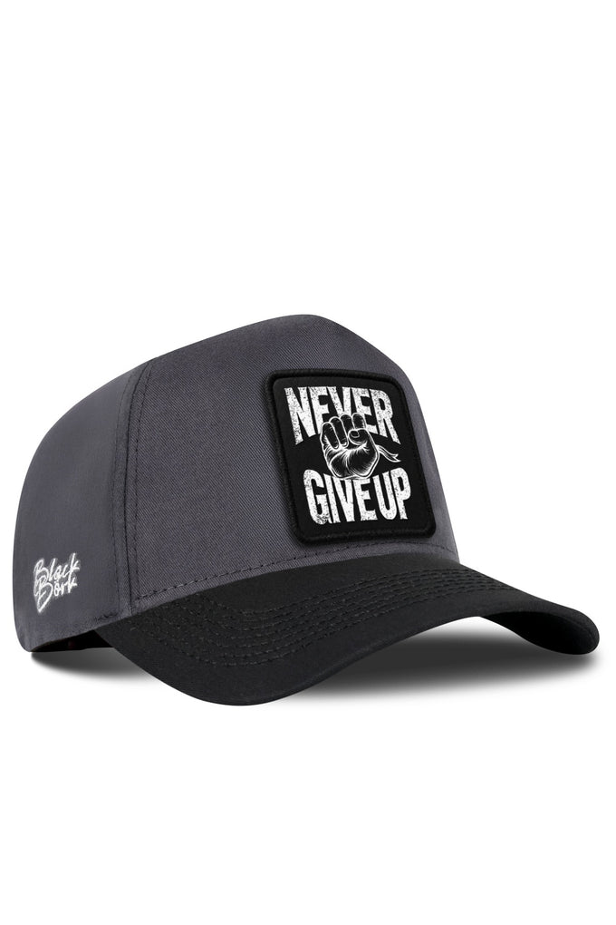 Never Give Up Logolu Siyah-Antrasit Beyzbol Şapka