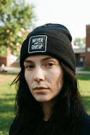 Never Give Up Logo Black Beanie
