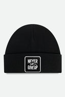 Never Give Up Logo Black Beanie