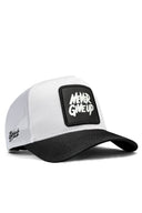 Never Give Up Logolu Siyah-Beyaz Trucker Şapka