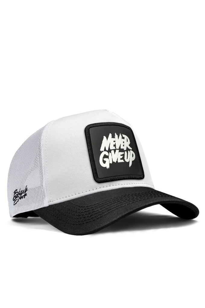 never-give-up-logolu-siyah-beyaz-trucker-sapka-2583 - BlackBörk TR