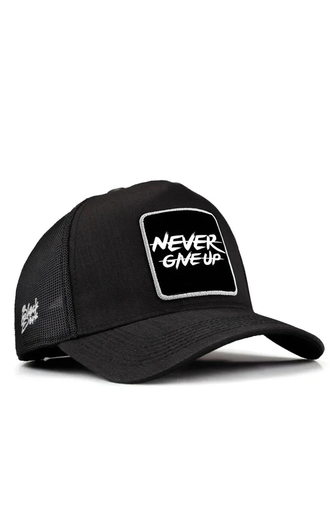 never-give-up-logolu-siyah-cordura-trucker-sapka-6303 - BlackBörk TR