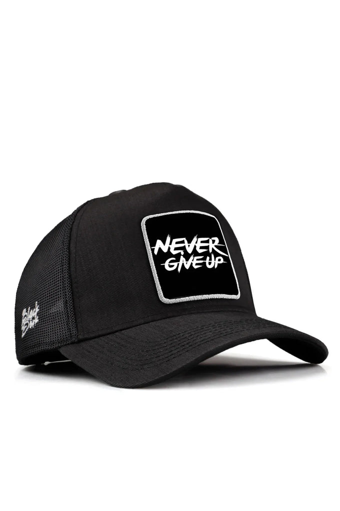 never-give-up-logolu-siyah-cordura-trucker-sapka-6338 - BlackBörk TR