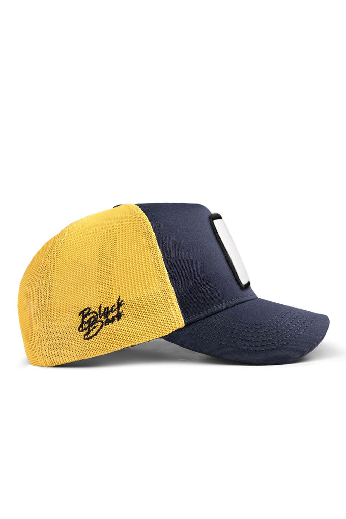 Dark Navy-Yellow Trucker Cap with No Control Logo