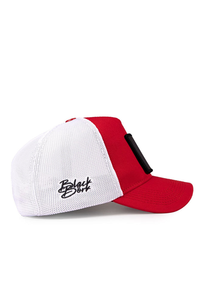 Normal is Boring Logolu Kırmızı-Beyaz Trucker Şapka