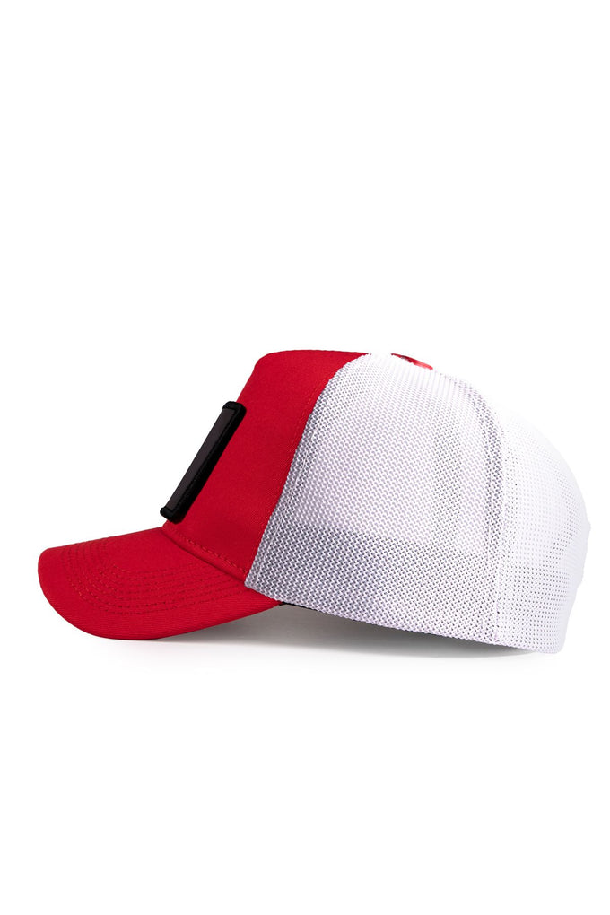 normal-is-boring-logolu-kirmizi-beyaz-trucker-sapka-2372 - BlackBörk TR