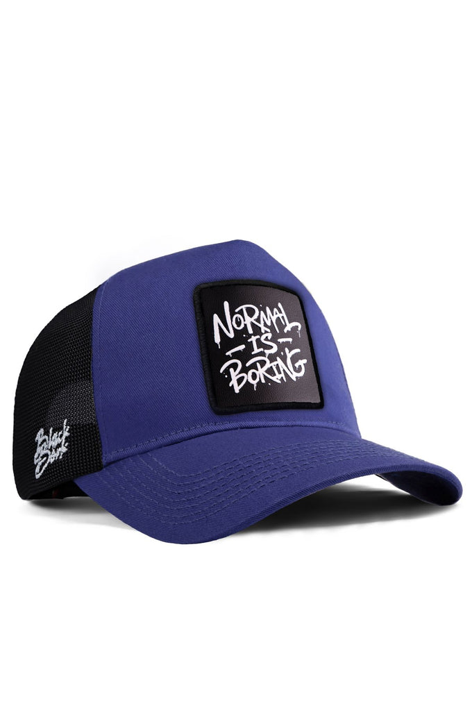 normal-is-boring-logolu-siyah-mavi-trucker-sapka-2523 - BlackBörk TR