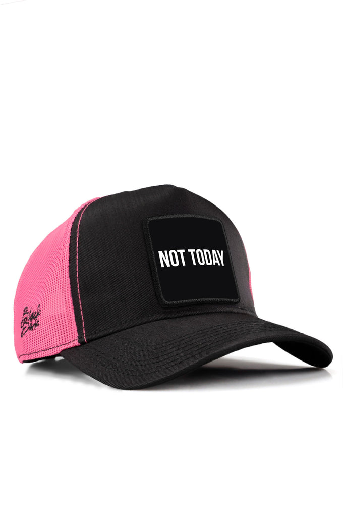 not-today-logolu-cordura-siyah-pembe-trucker-sapka-5683 - BlackBörk TR
