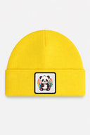 Yellow Kids' Beanie with Panda Logo