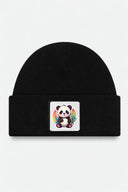 Black Kids' Beanie with Panda Logo