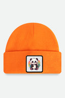 Orange Kids' Beanie with Panda Logo