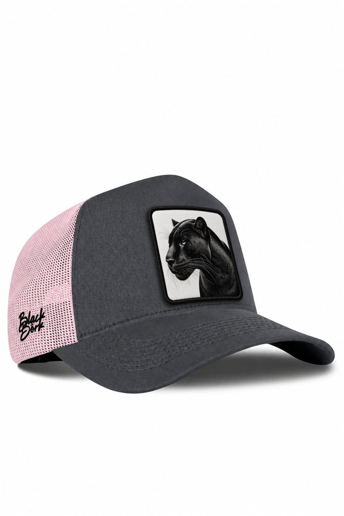 Panter Logolu Antrasit-Pembe Trucker Şapka