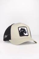 Panter Logolu Bej-Siyah Trucker Şapka