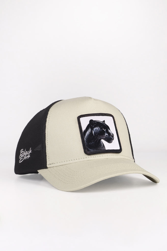 panter-logolu-bej-siyah-trucker-sapka-3088 - BlackBörk TR