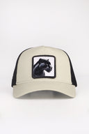 Panter Logolu Bej-Siyah Trucker Şapka