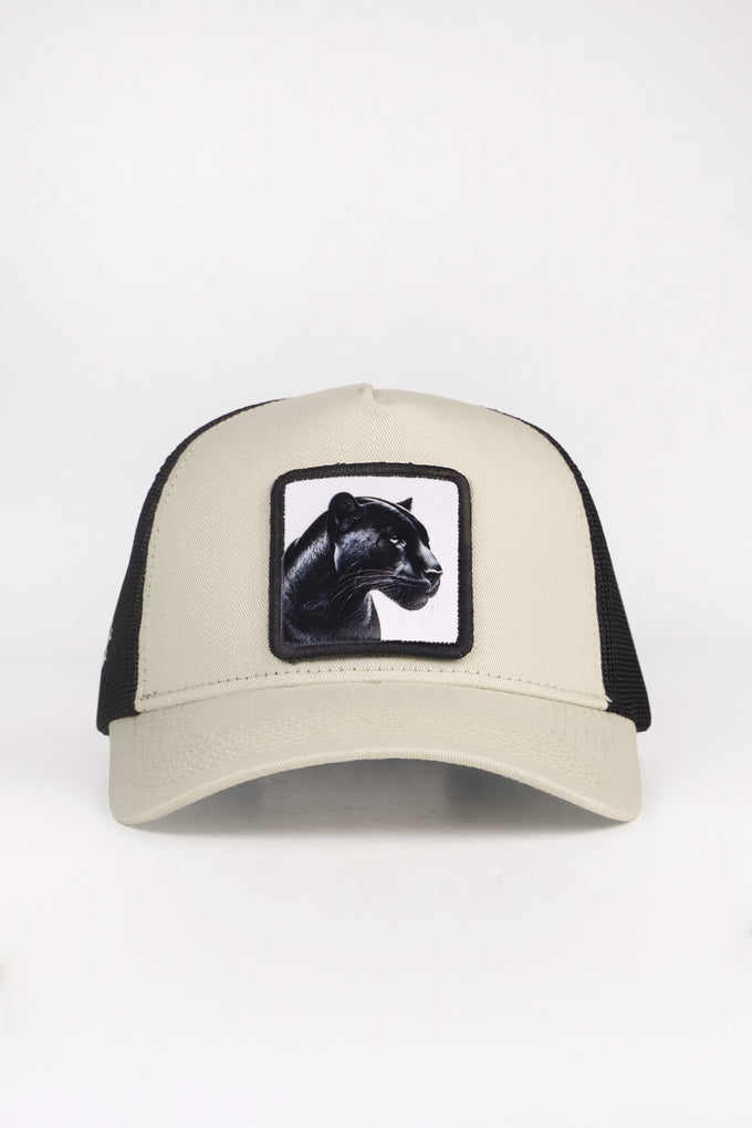 panter-logolu-bej-siyah-trucker-sapka-3786 - BlackBörk TR