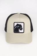 Panter Logolu Bej-Siyah Trucker Şapka