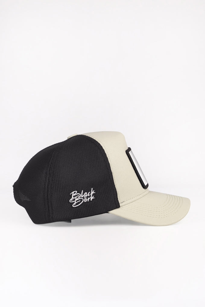 panter-logolu-bej-siyah-trucker-sapka-3788 - BlackBörk TR