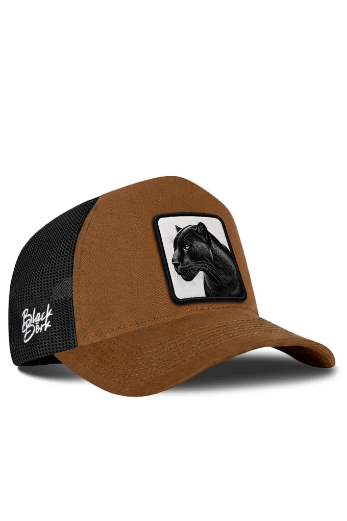 Panter Logolu Camel-Siyah Trucker Şapka