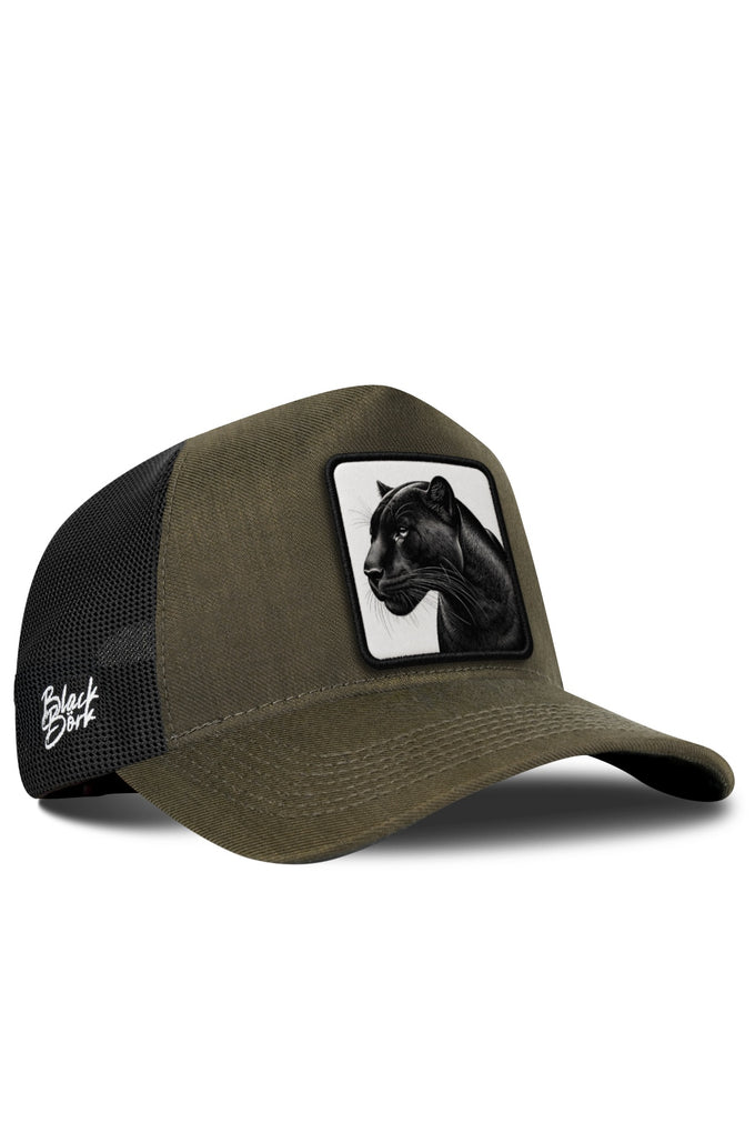 Panter Logolu Cordura Haki-Siyah Trucker Şapka