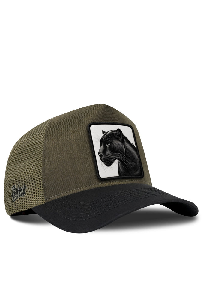 Panter Logolu Cordura Siyah-Haki Trucker Şapka
