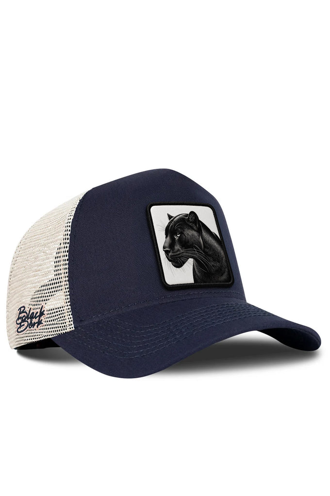 Panter Logolu Lacivert-Bej Trucker Şapka